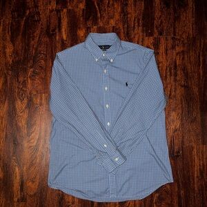 Ralph Lauren Shirt Mens Large Blue with stripes Button Down Long Sleeve